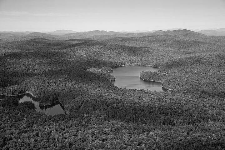 Lake in valley of trees